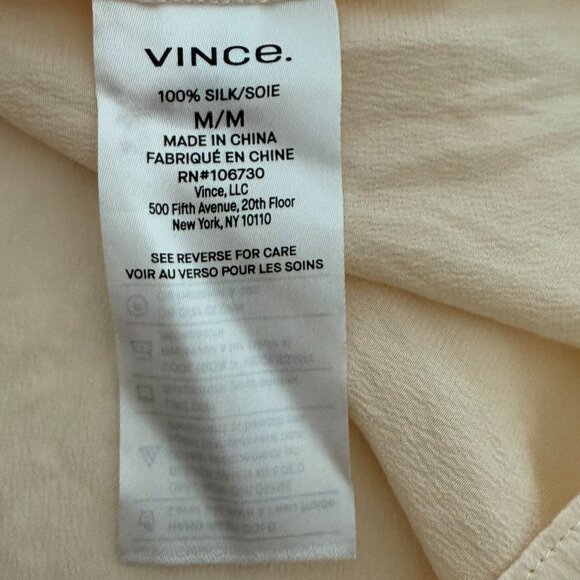 VINCE Silk Cream Cap Sleeve Top Size M - Picture 4 of 5